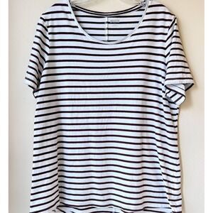 Duluth Striped Cotton T-Shirt Top 1X Striped Casual Beach Summer